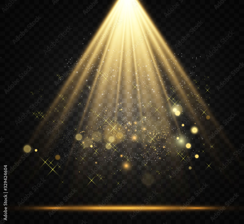 Wall mural white stage with spotlights. vector illustration of a light with sparkles on a transparent backgroun