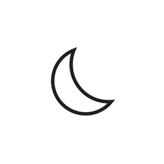 Obraz na płótnie Canvas Crescent moon, evening or nighttime line art for apps and websites. Night Mode. Stock Vector illustration isolated on white background.