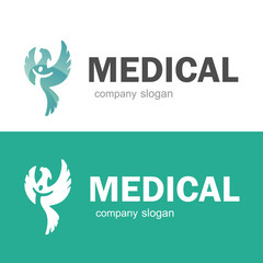 Medical pharmacy logo with snake template. Vector illustrator.