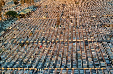 Aerial view of Tzur Shalom Jewish graveyard in Kiryat Bialik 