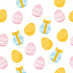 Happy Easter seamless pattern. Easter eggs illustration. Background for fabric print, texture and wrapping paper.