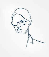 face one line vector isolated design element