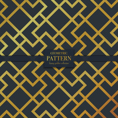 Luxury golden geometric pattern. Abstract line background, fashion style vector illustration for wallpaper, flyer, cover, design template. Realistic premium minimalistic ornament, backdrop.