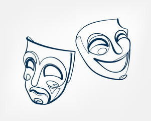 mask one line vector isolated design element