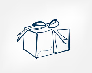 present box one line vector isolated design element