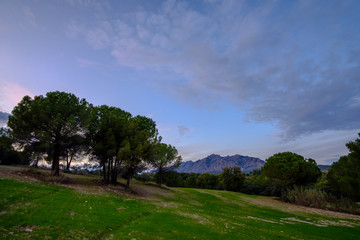 Fototapeta na wymiar Sunset on the mountain of Montserrat