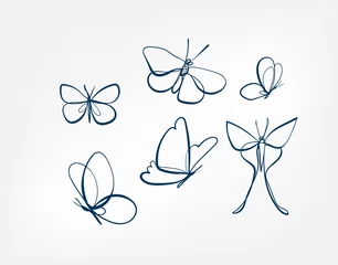 Foto op Aluminium vlinder insect vector kunst lijn geïsoleerde doodle illustratie © CharlieNati
