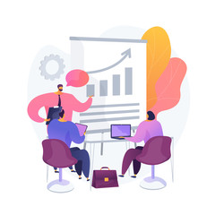 Managers meeting. Business mentorship, workers conference, company strategy discussion. Mentor teaching employees. Teamwork and cooperation. Vector isolated concept metaphor illustration