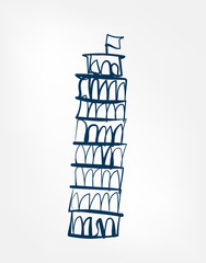 leaning tower of pisa Sight vector art line isolated doodle illustration