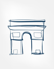 Triumphal Arch Sight vector art line isolated doodle illustration