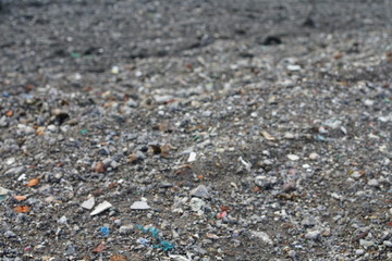 Waste and garbage at a landfill site seen in detail