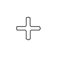 Plus or cross symbols. Linear cross sign isolated on a white background. Vector illustration.