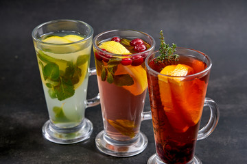 winter drinks with herbs and fruits