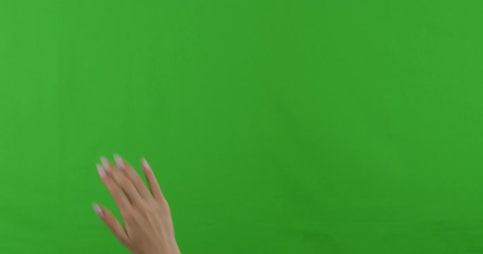Female hand scrolling, clicking and swiping gestures on touch screen