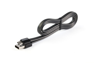 USB type c Data & Power Cable isolated on White Background. Close up