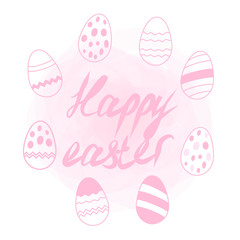Easter eggs icons in pink. Vector illustration.
