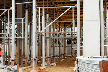 The falsework Decking system legs for construction of suspended reinforced concrete slab