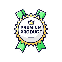 Premium product RGB color icon. Top class product and service, brand equity. Royal class, best, superior goods badge with crown isolated vector illustration