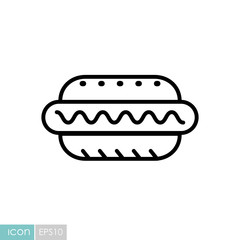 Hot dog vector icon. Fast food sign