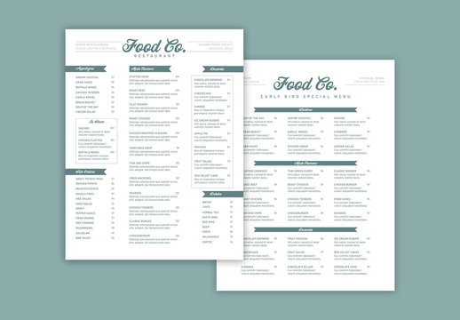 Menu Layout with Green Accents