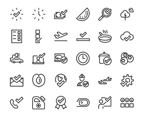 A simple set of claim related vector ICON lines. Contains icons such as file uploaded, received document, read message, receive call and more. Editable Bar. 48x48 Pixel Perfect