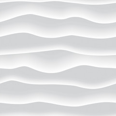 Abstracte naadloze patroon met golven, bergen, duinen, 3D-reliëf, gebogen lijnen. Licht en schaduw. Papercut abstract begrip textuur. Papieren kunst. Zwart-wit vectorillustratie. Goed voor dekking