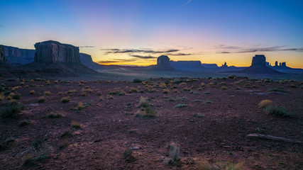 sunset at artists point in monument valley, usa
