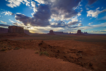 sunset at artists point in monument valley, usa