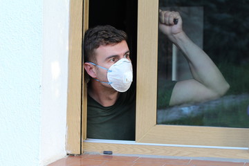 Young man in quarantine at home