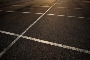 Empty parking lot at dusk