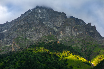 Mountain landscape with rocks and trees