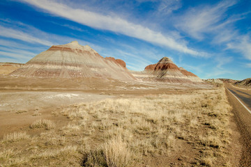 Fototapeta na wymiar Painted Desert Panorama of the Painted Desert Petrified Forest National Park in Arizona.