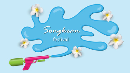 Songkran festival, Thailand and water gun, vector illustration