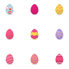 Set of decorated easter eggs
