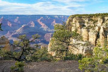 hiking the rim trail in grand canyon national park, arizona, usa