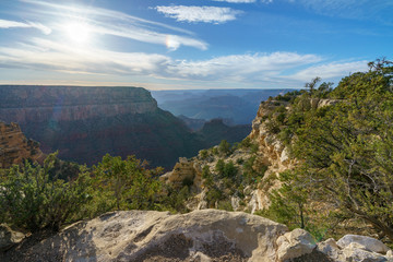 hiking the rim trail in grand canyon national park, arizona, usa
