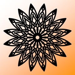 Fototapeta na wymiar Abstract mandala on white and orange color gradation background. Greeting Card, Invitation, Tattoo. Anti-Stress Therapy Pattern.