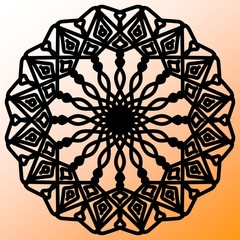 Abstract mandala on white and orange color gradation background. Greeting Card, Invitation, Tattoo. Anti-Stress Therapy Pattern.