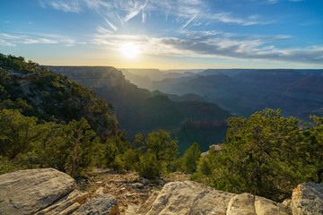 sunset at the grand canyon national park in arizona, usa