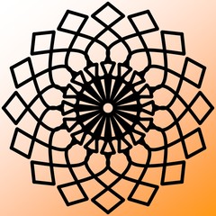 Obraz premium Abstract mandala on white and orange color gradation background. Greeting Card, Invitation, Tattoo. Anti-Stress Therapy Pattern.