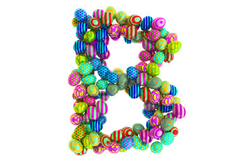 Letter B from colored Easter eggs, 3D rendering