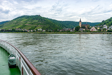 Germany, Rhine Romantic Cruise, a small boat in a body of water
