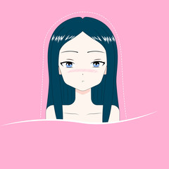 girl with long hair anime style