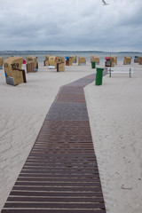 Beach chairs (Strandkorb) at the Baltic Sea in Laboe, Germany