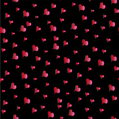 Heart seemless pattern red hearts on black illustration background
