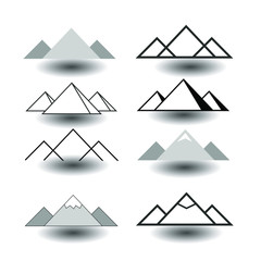 set of icons isolated mountains. vector illustration