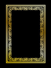 Decorative border gold frame on black background