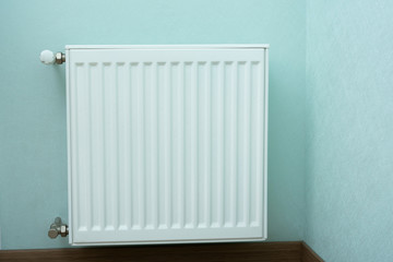 Heating radiator in a room, close up