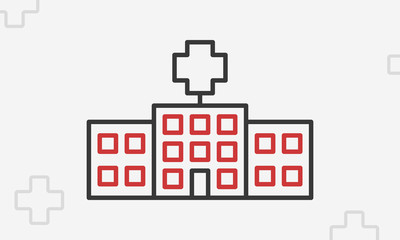 Hospital icon, outline medical building symbol, thin line vector illustration