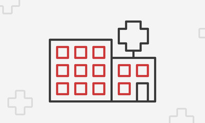 Hospital icon, outline medical building symbol, thin line vector illustration